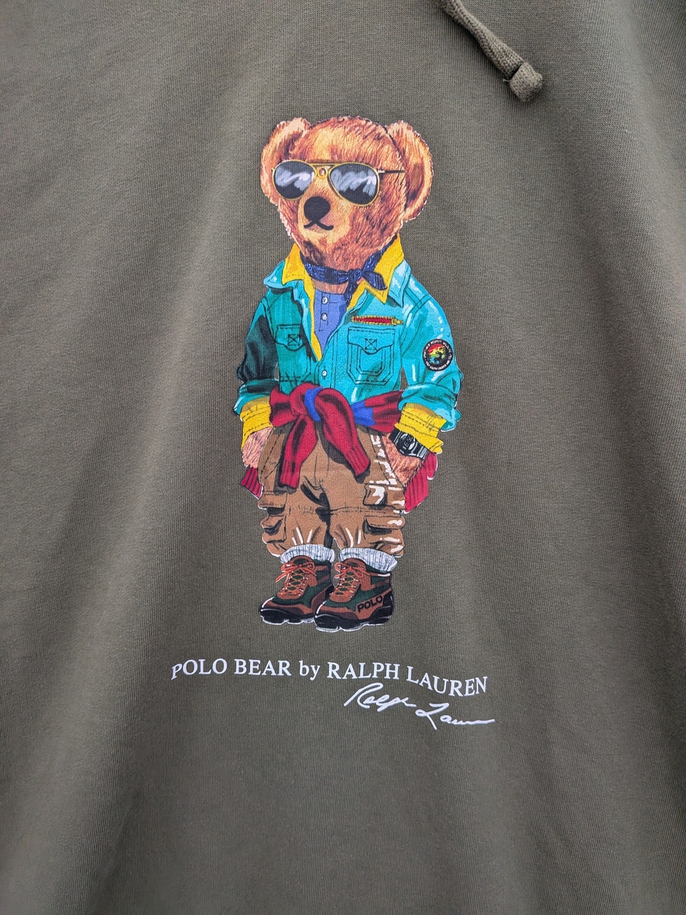 Ralph Lauren Polo Bear Colorblock Hoodie - Olive/Blue/Orange/Yellow Men's XL - Picture 6 of 8